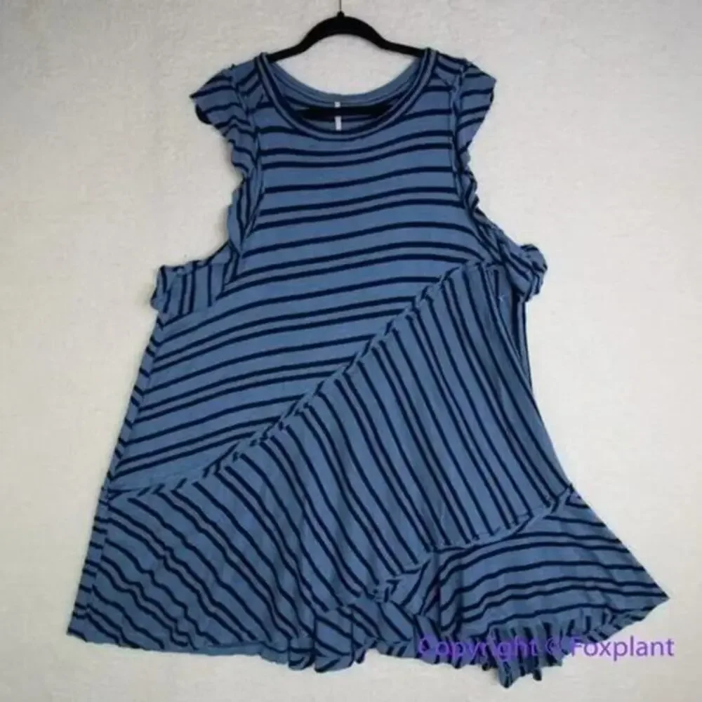 New! Free People Between The Lines Tunic Top dress in blue‎ , size XS